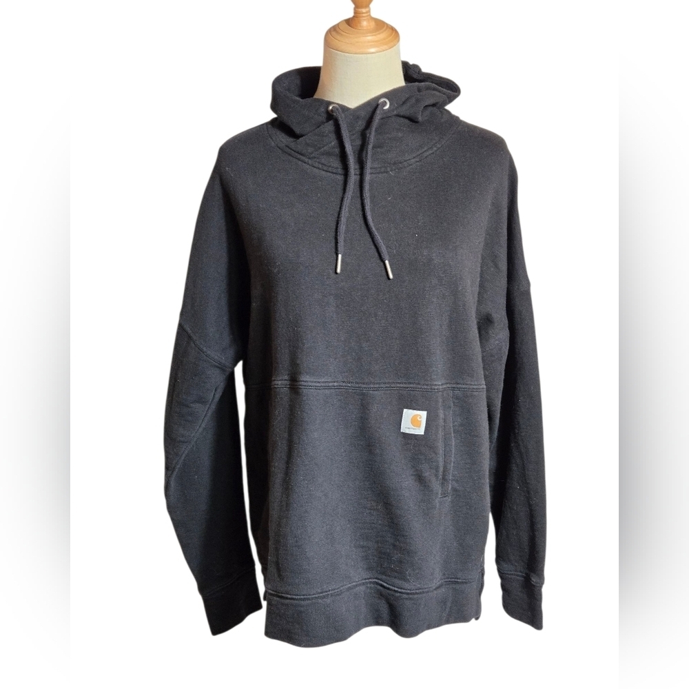 Carhartt Black Logo Patch Hoodie Relaxed Fit Sweatshirt